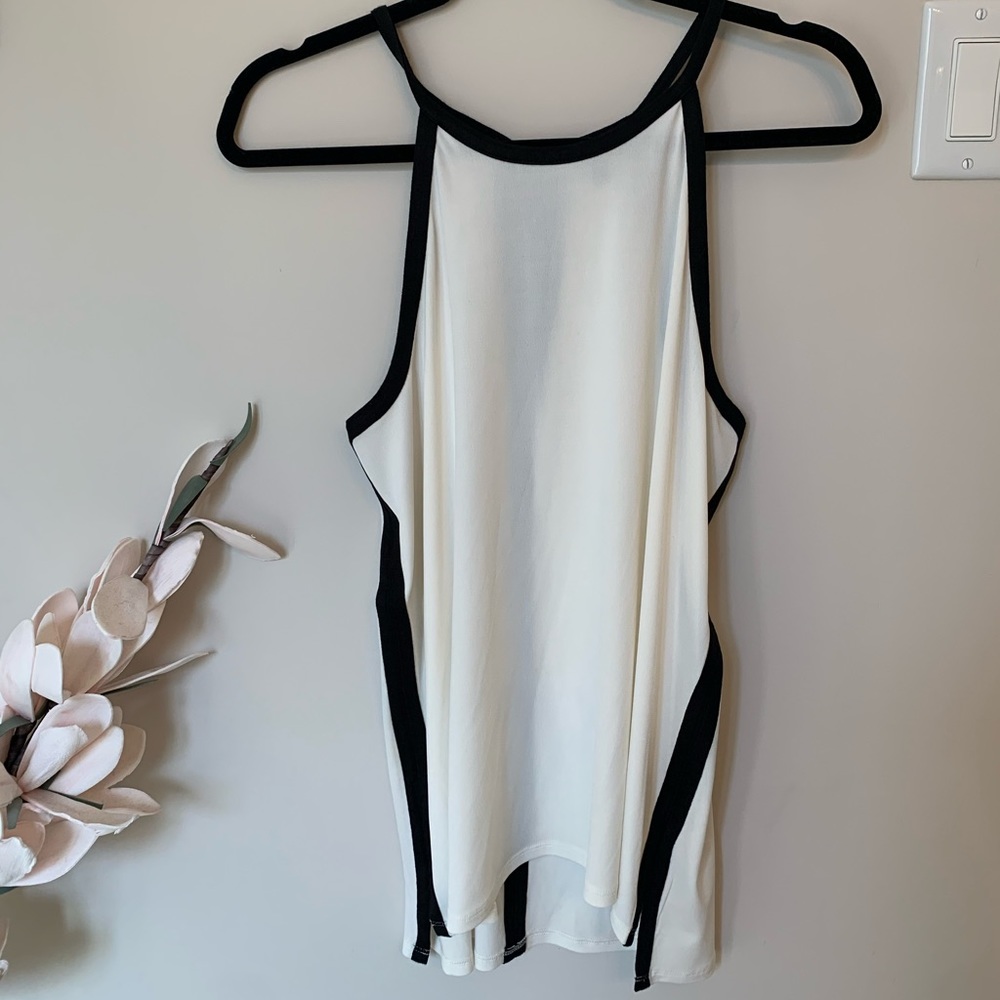 Express white tank with black tie back